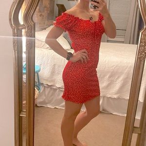 Red floral mini dress
